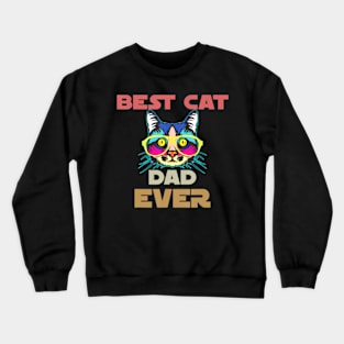 Awesome Vintage Best Cat Dad Ever With Glasses Multi Colored Crewneck Sweatshirt